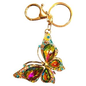 Fashion Trendy Beautiful Iridescent Rhinestone Crystal Butterfly Purse Charm
